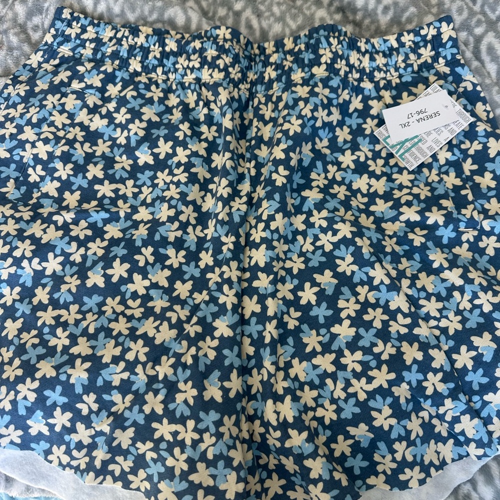 LuLaRoe Blue Floral Women's Athletic Shorts